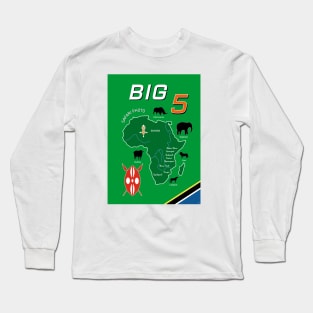 Big Five 5 Safari Africa Elephant Lion Zoo Travel Vintage Poster Long Sleeve T-Shirt